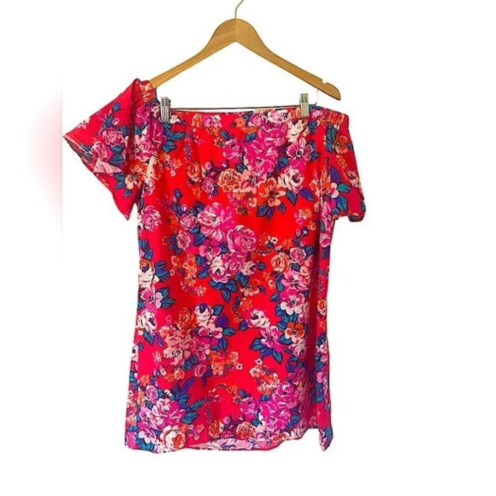 Maitai Woman’s Off Shoulder Pink Floral Sun Dress, Size‎ 2X
